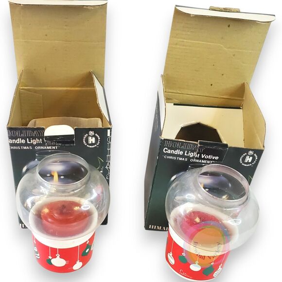 HiMARK Other - Vintage 1985 Himark Christmas Votive Hurricane Lamps Candle Holders Set of 2 BOX
